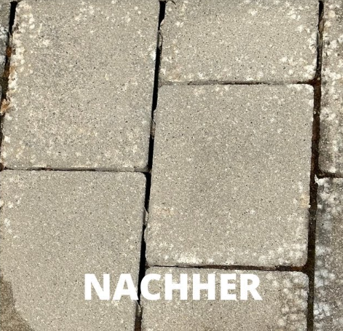 Gereinigte Pflastersteine nach Hochdruckreinigung